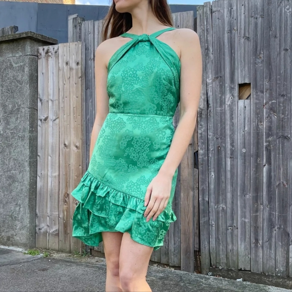 Saloni Green Silk Mini Dress Size 0